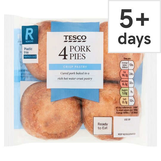 Tesco 4 Pork Pies 300G Tesco Groceries