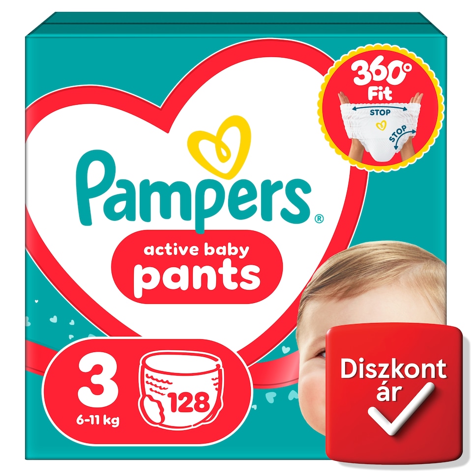 Pampers Active Baby Bugyipelenka, Méret: 3, 128 db Pelenka, 6kg-11kg  1. kép