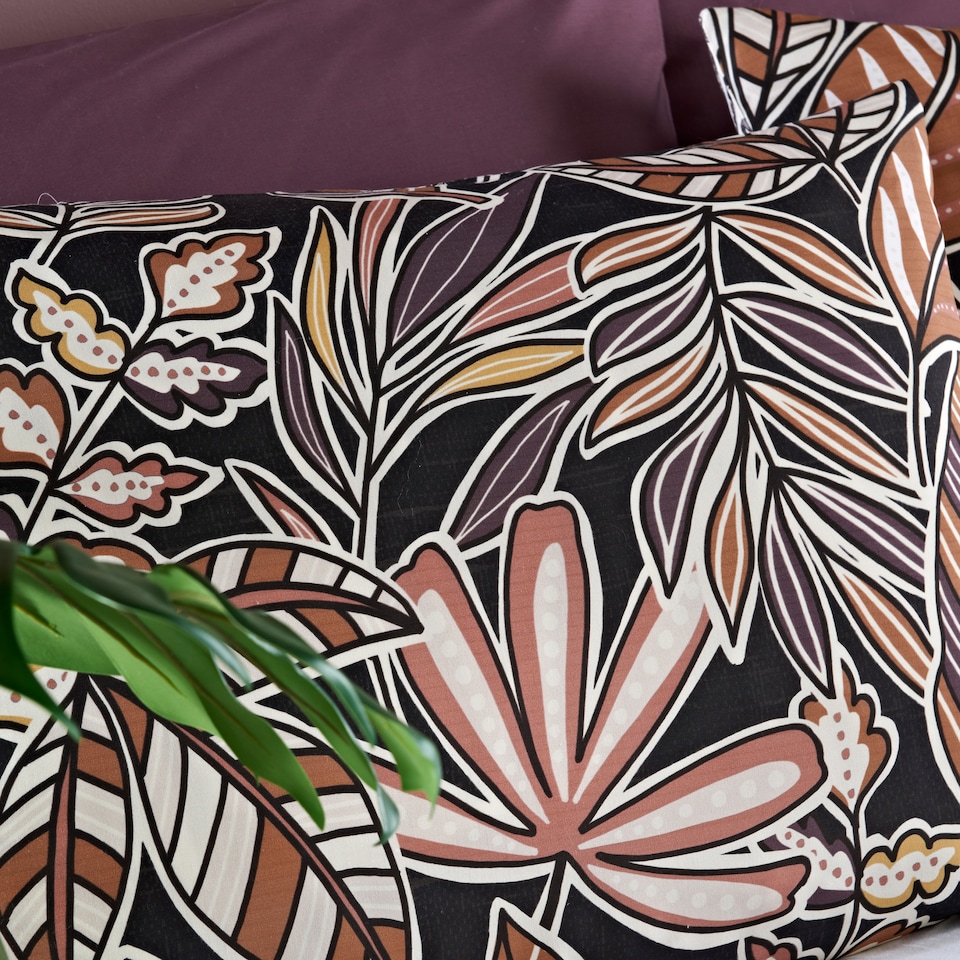 image 1 of Cosmo Living Leaf Print Duvet Set Double