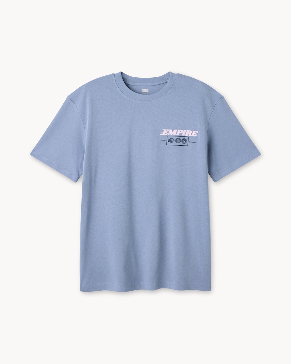 image 1 of F&F Pure Cotton Printed T-Shirt in Blue