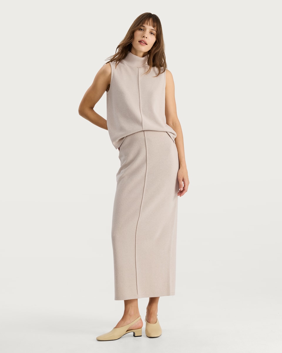 image 1 of F&F Snit Textured Midi Co-ord Pencil Skirt in Cream