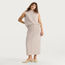 F&F Snit Textured Midi Co-ord Pencil Skirt in Cream