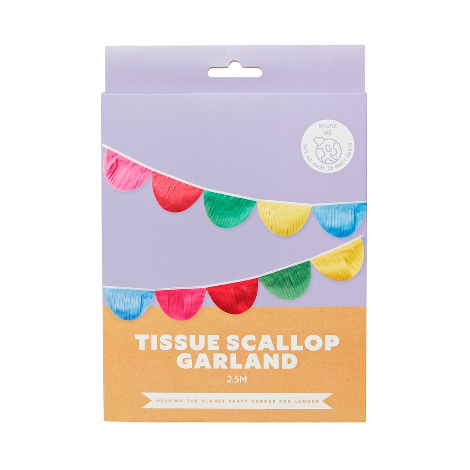 MAD PARTY TISSUE SCALLOP GARLAND 2.5M