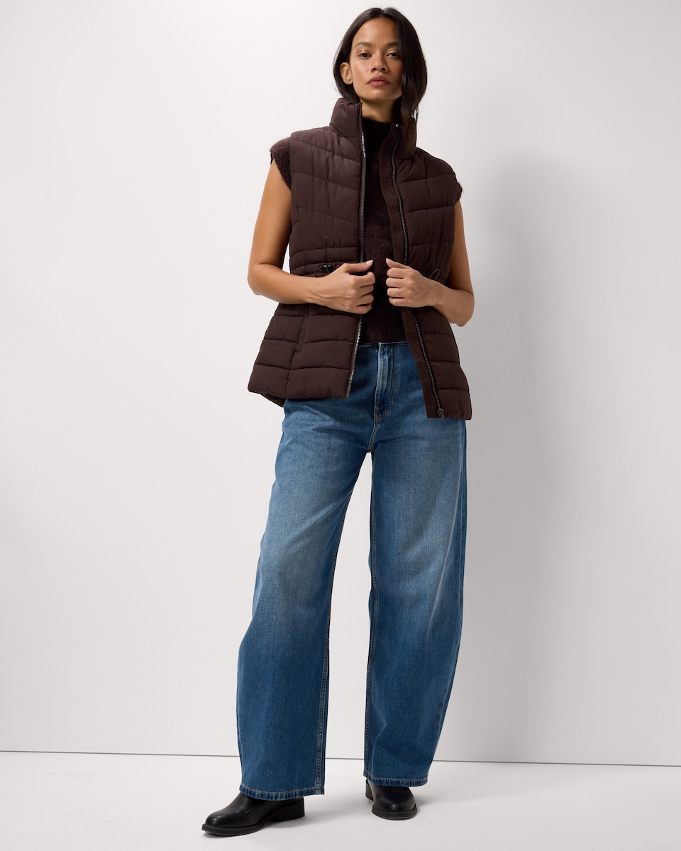 image 1 of F&F Padded Zip Up Shower Resistant Gilet in Brown