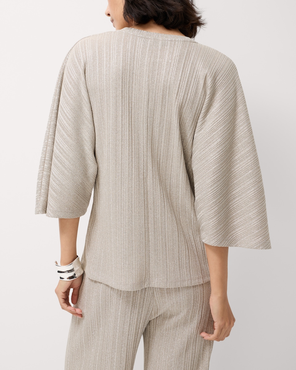 image 1 of F&F Sparkly Textured Wide Sleeved Co-ord Top in Grey