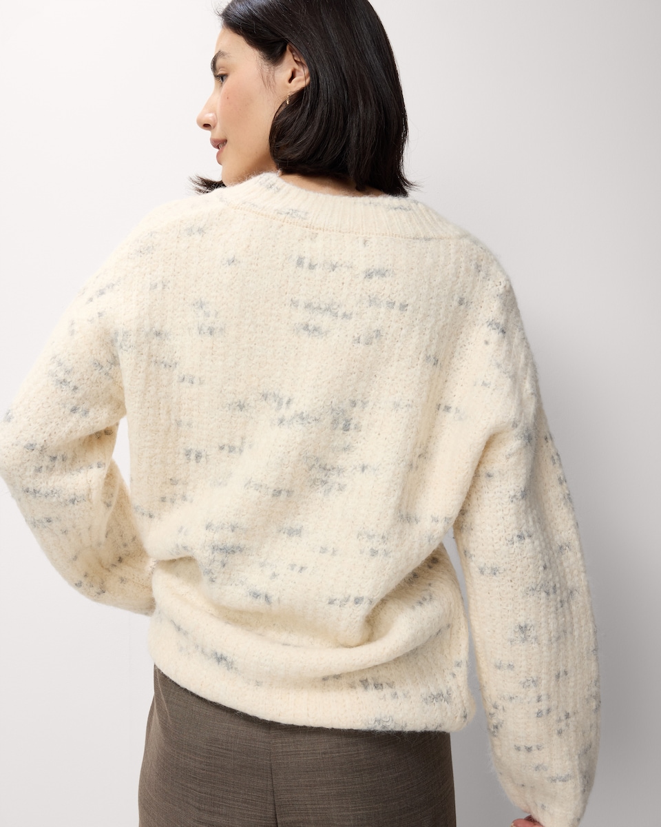 image 1 of F&F Textured V Neck Jumper with Wool in Cream