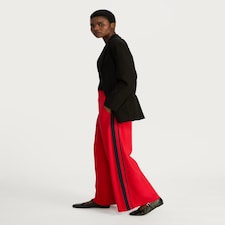 The F&F Edit Side Stripe Wide Leg Trousers in Red