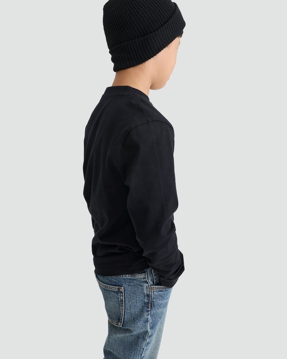 image 1 of F&F Boys Pure Cotton Long Sleeved T-Shirt in Black