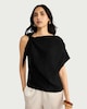 image 1 of F&F Textured Tie Shoulder Blouse in Black