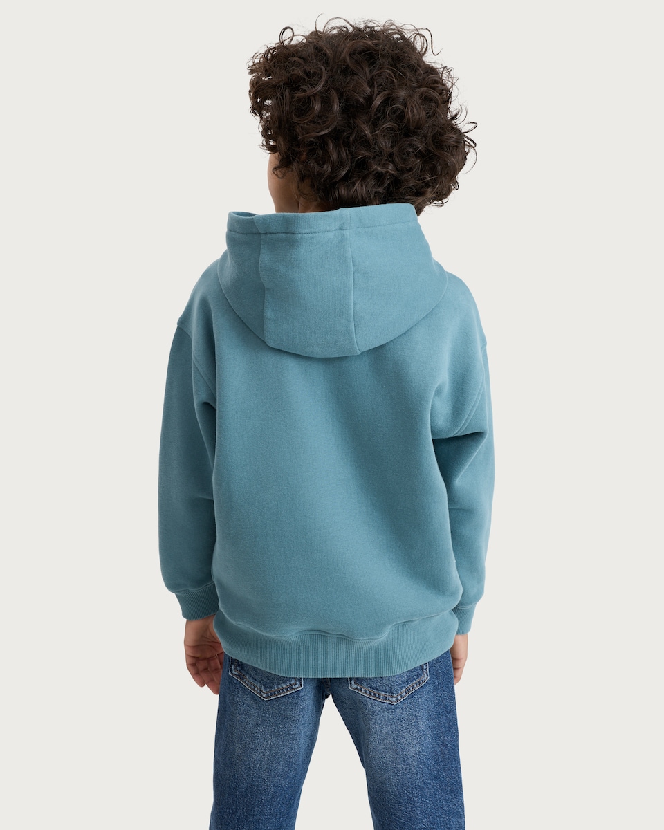 image 1 of F&F Boys Cotton Rich Slogan Hoodie in Teal