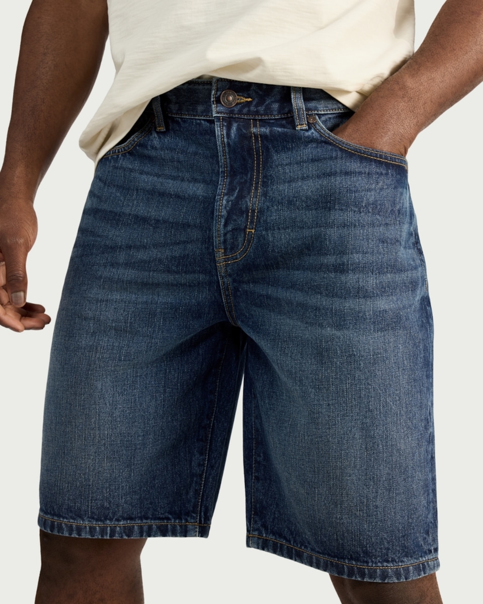 image 1 of RDA Pure Cotton Denim Shorts in Navy