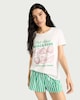 image 4 of F&F 2-Piece Pure Cotton Shell Island Pyjama Set in Multi Green