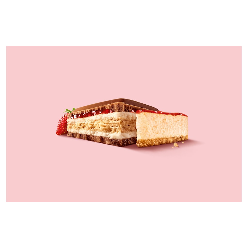 Milka alpesi tejcsokoládé sajttortaízű krémtöltelékkel, epres töltelékkel és keksszel 300 g  1. kép