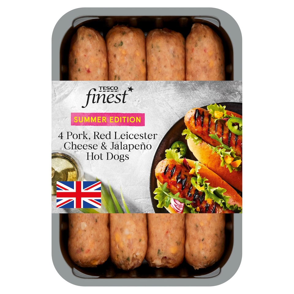 Tesco Finest 4 Pork Cheese & Jalapeno Hot Dogs 400G