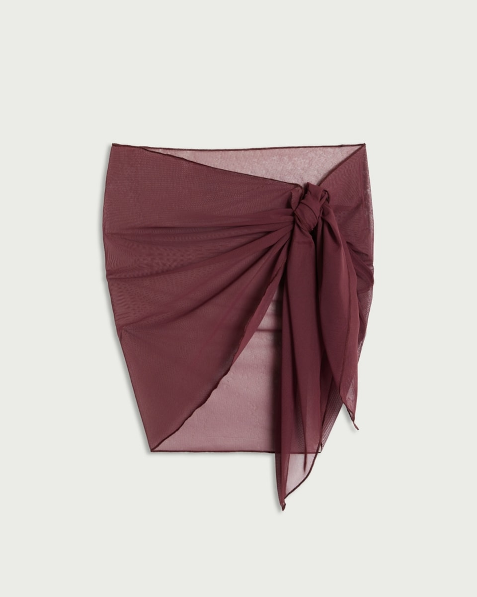 image 1 of F&F Mesh Sarong in Burgundy