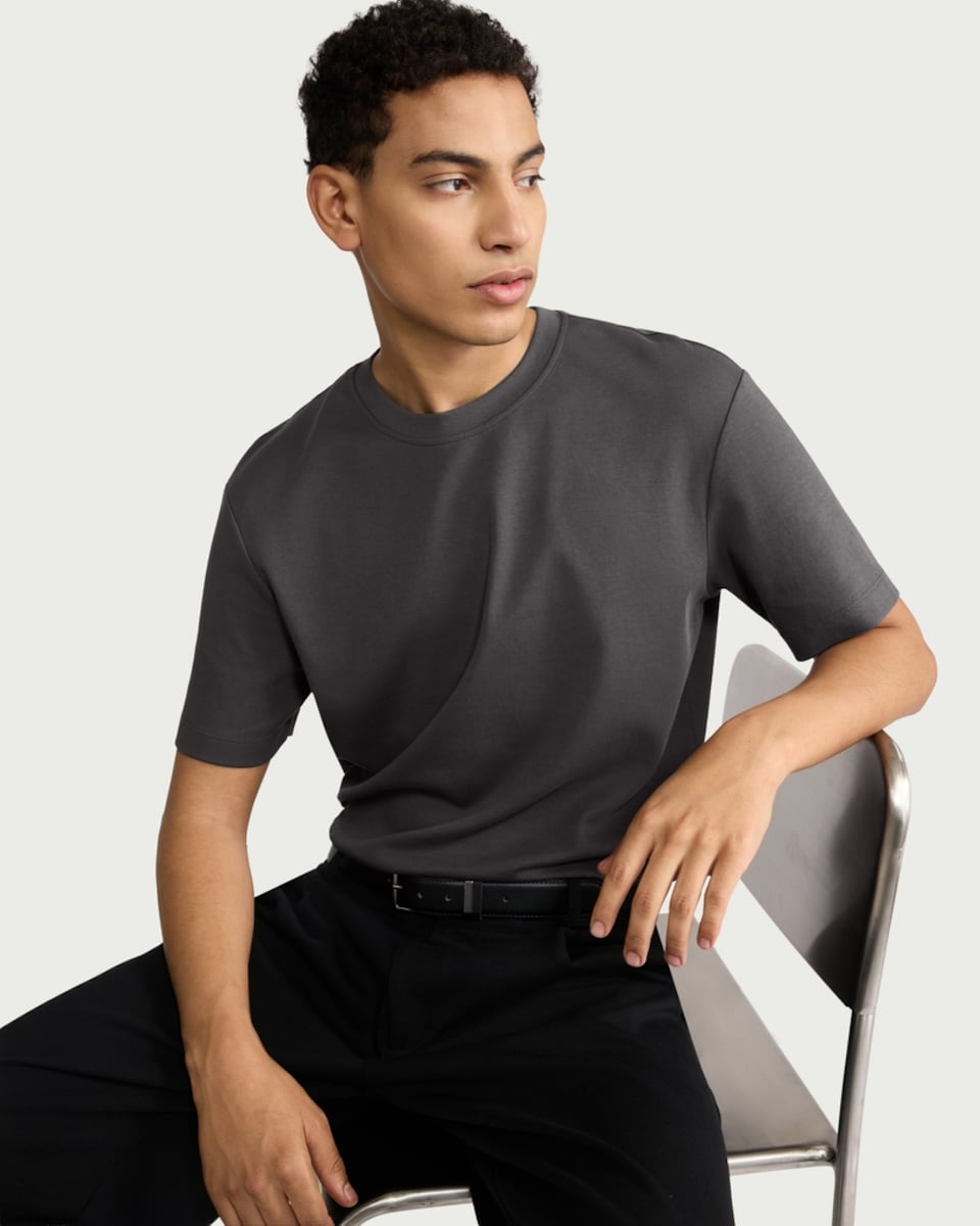 image 1 of F&F Pure Cotton Crew Neck T-Shirt in Khaki