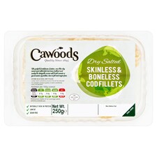 Cawoods Dried Salted Cod Skinless & Boneless 250G