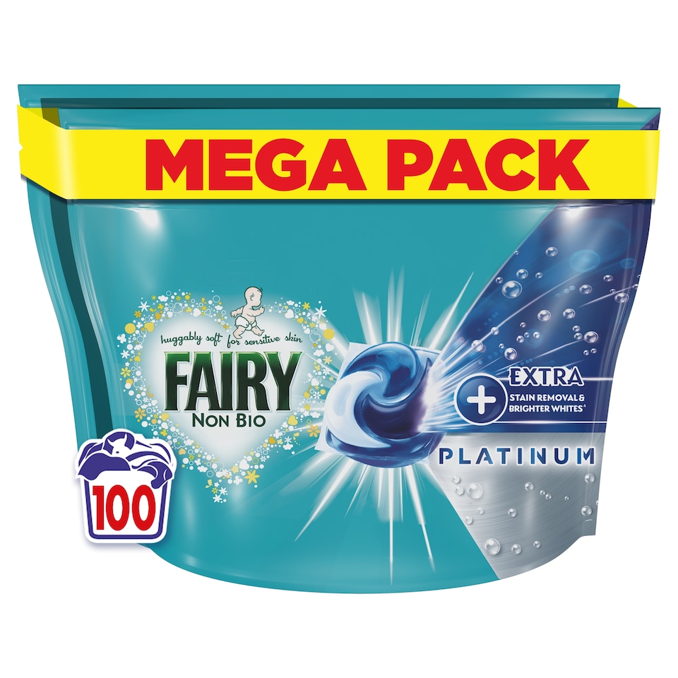 image 1 of Fairy Platinum Non Biological Washing Liquid Pods 100 Washes 2320G
