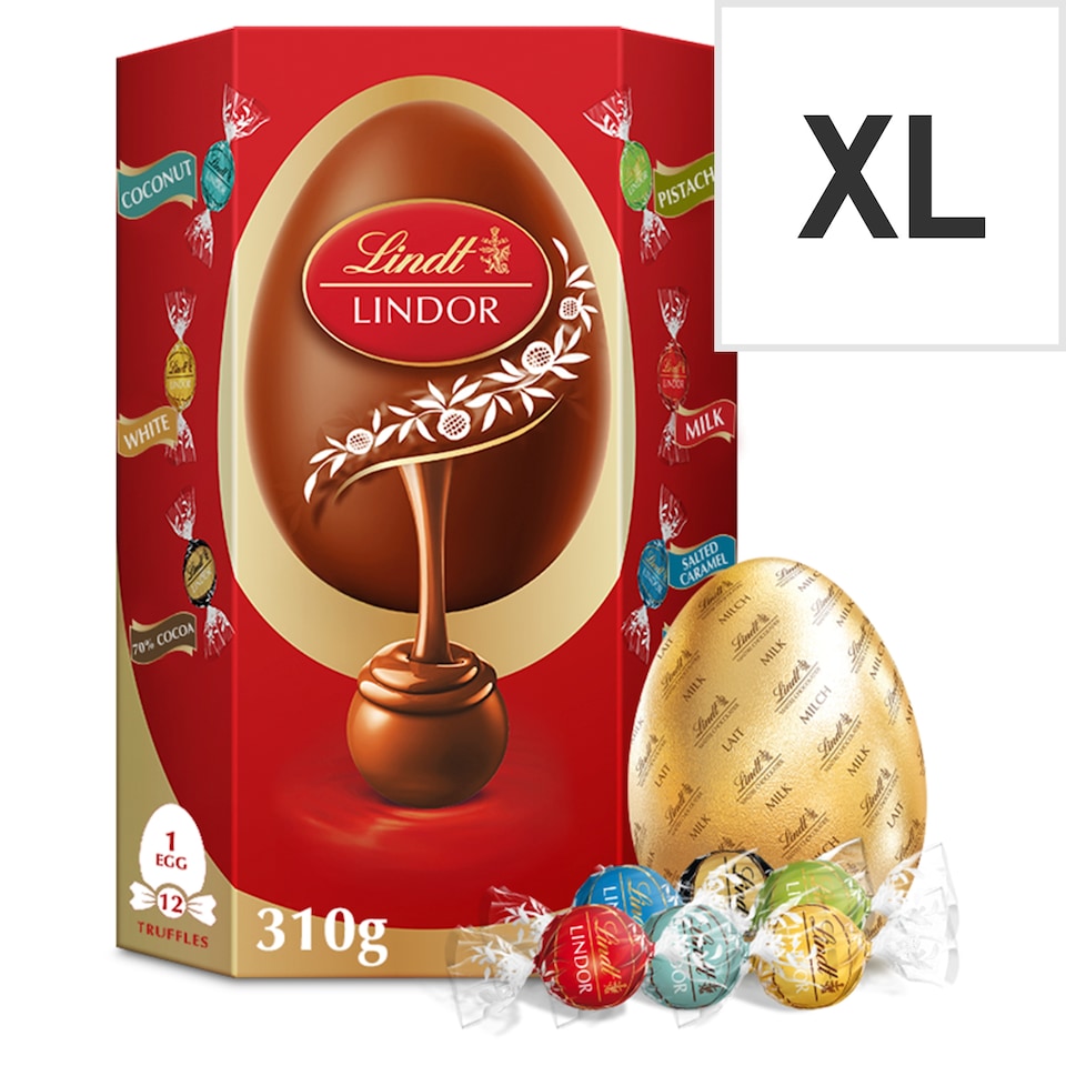 image 1 of Lindt Lindor Milk Chocolate Egg with Lindor Assorted Truffles 310g
