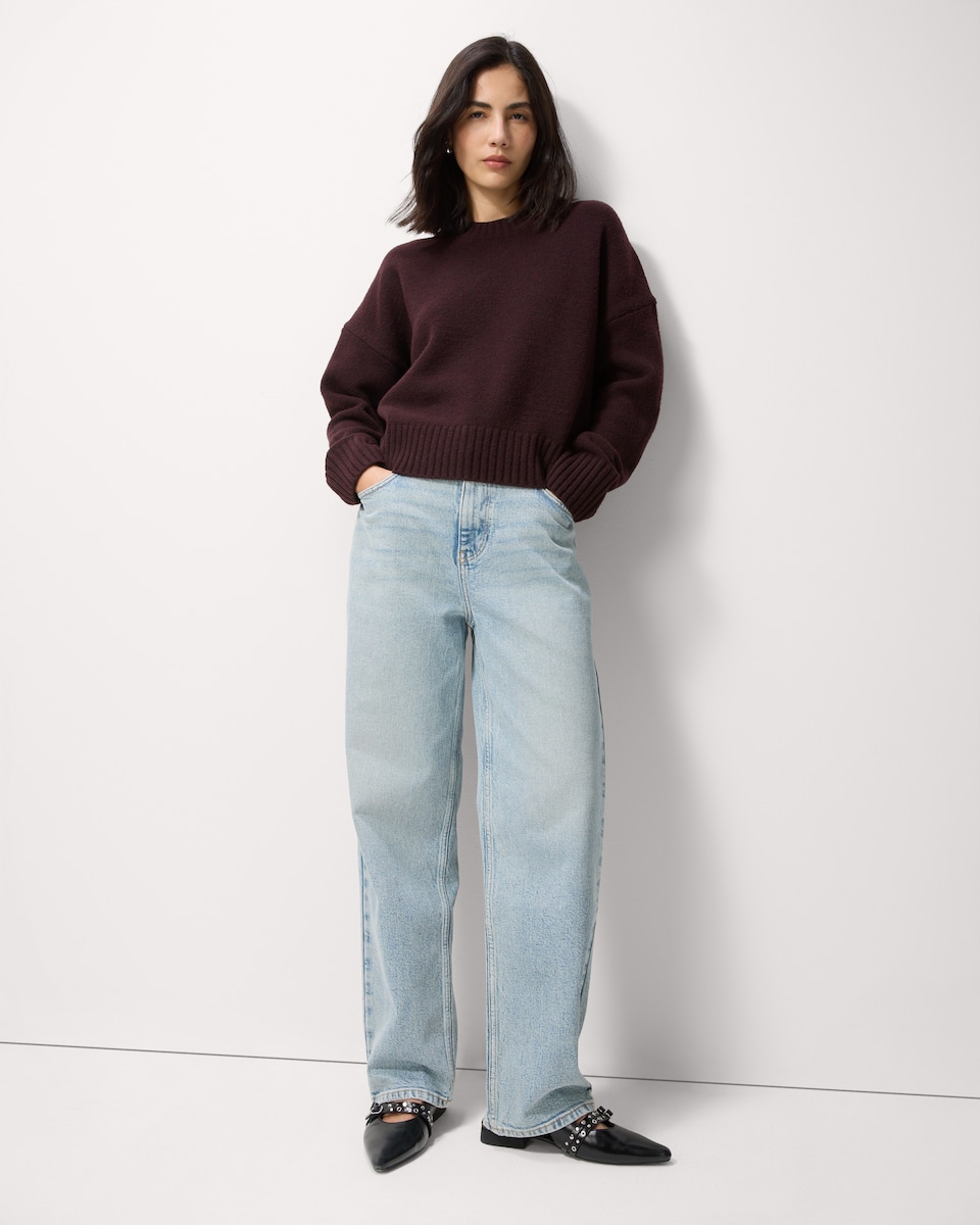 image 1 of F&F Crew Neck Jumper in Burgundy