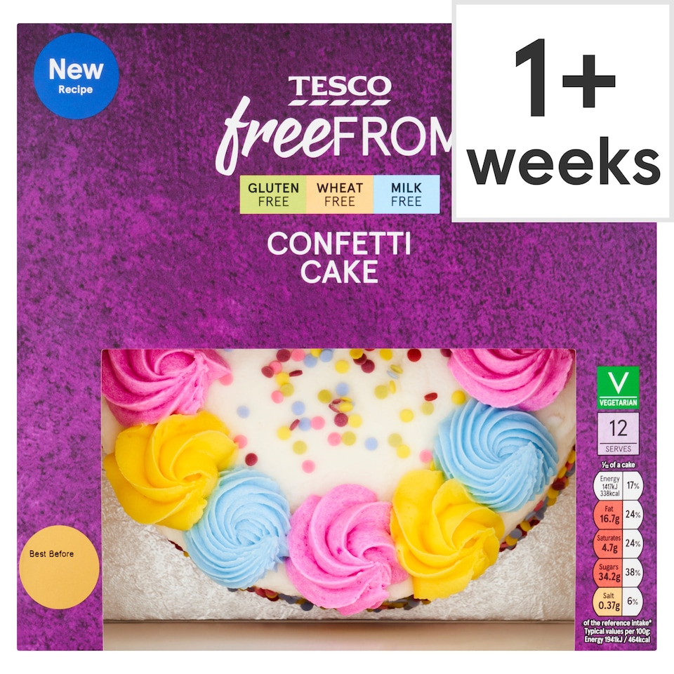 Tesco Free From Confetti Cake 12 Serves