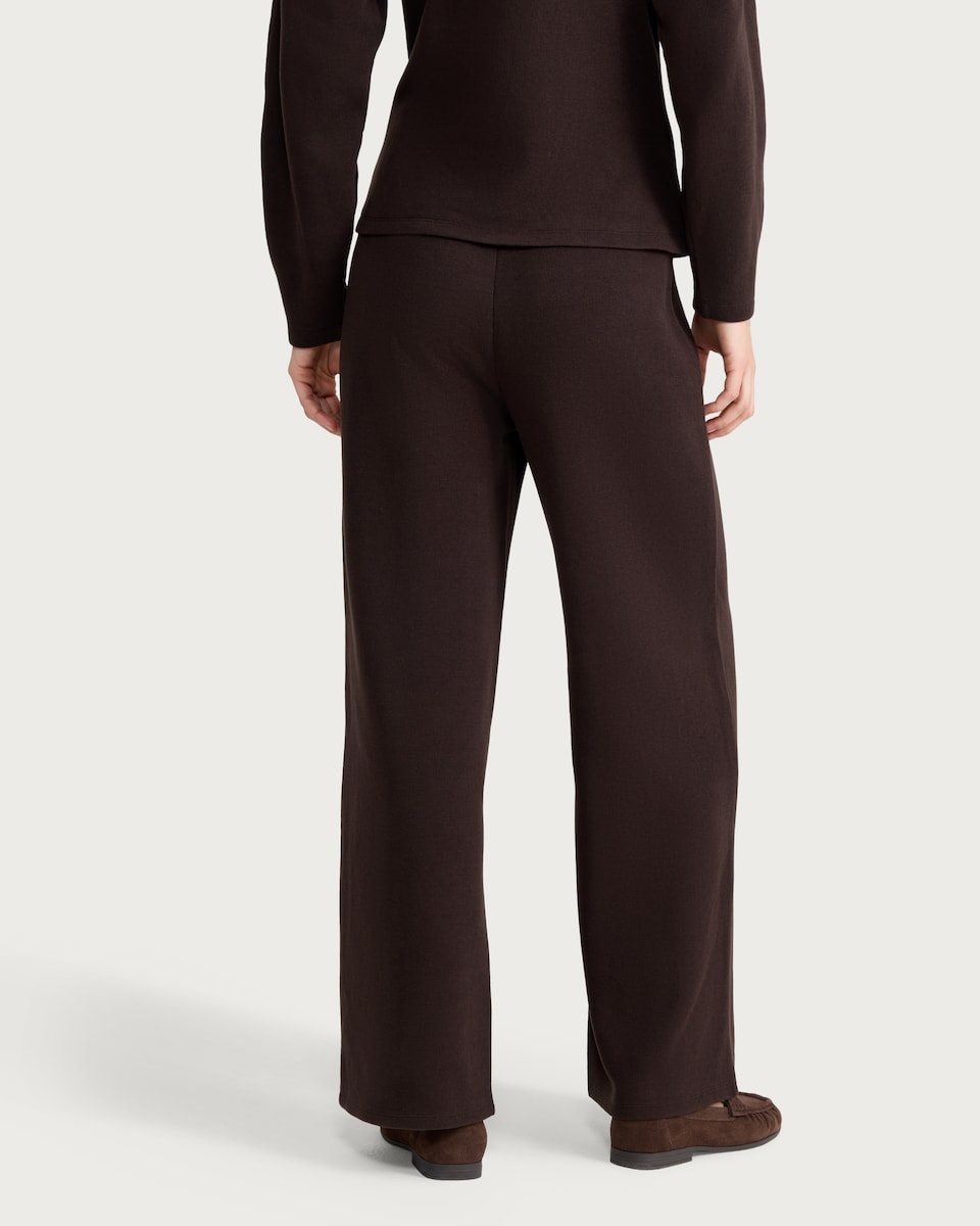 image 1 of F&F Textured Seam Detail Wide Leg Co-ord Trousers in Chocolate