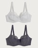 image 4 of F&F 2-Pack Fuller Bust Cotton Rich Lace Trim Wired Bras in Multi