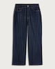 image 4 of F&F Cotton Rich Pinstripe High Rise Wide Leg Co-ord Jeans in Navy