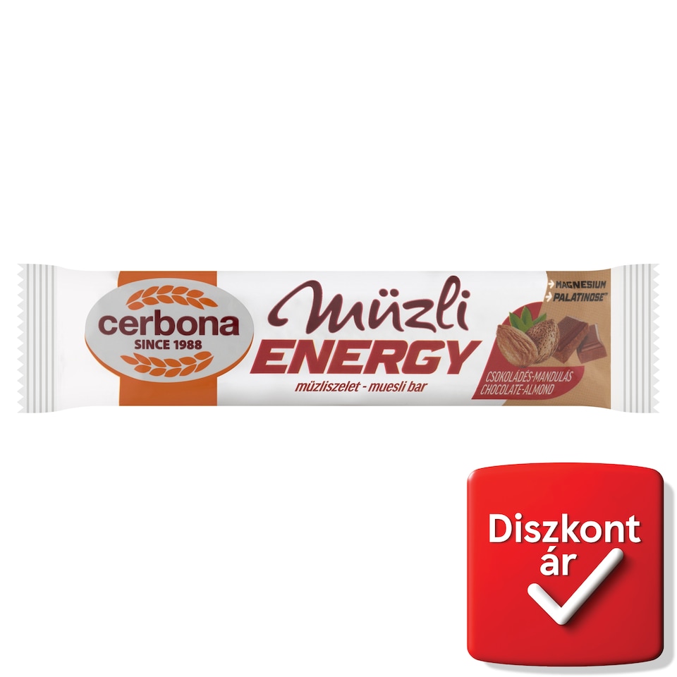 image 1 of Cerbona Energy Chocolate-Almond Muesli Bar with Magnesium 35 g
