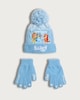 image 1 of Bluey 2-Piece Best Buddies Knitted Hat and Gloves Set in Blue