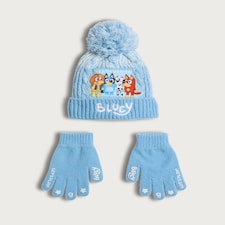 Bluey 2-Piece Best Buddies Knitted Hat and Gloves Set in Blue