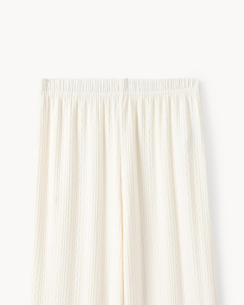 image 1 of F&F Girls Textured Top and Bottoms Pyjama Set in Cream