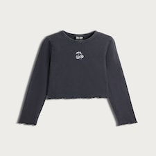 OH ME OH MY Pure Cotton Diamanté Star Top in Grey