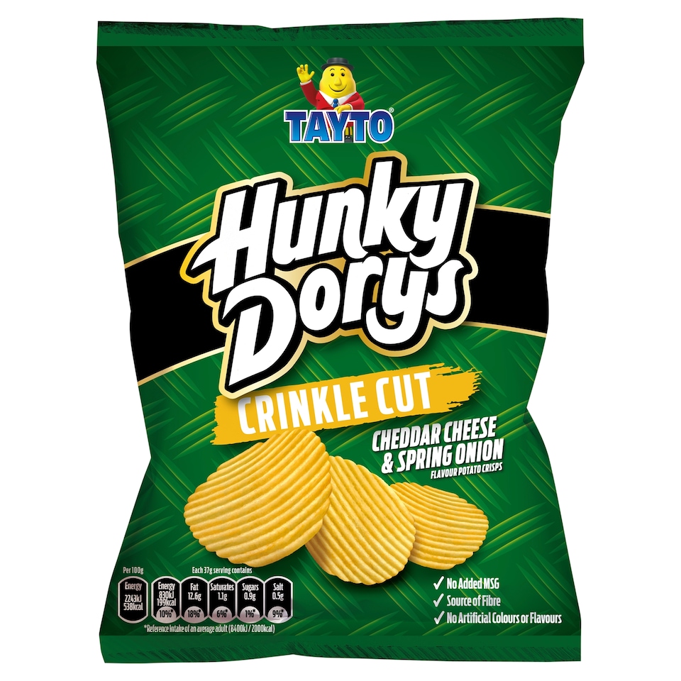 Tayto Hunky Dorys Chedder Cheese And Onin Potato Crsps 37G