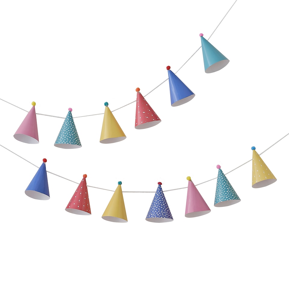 image 1 of Ginger Ray Pom Pom Party Hat Bunting 1.2m