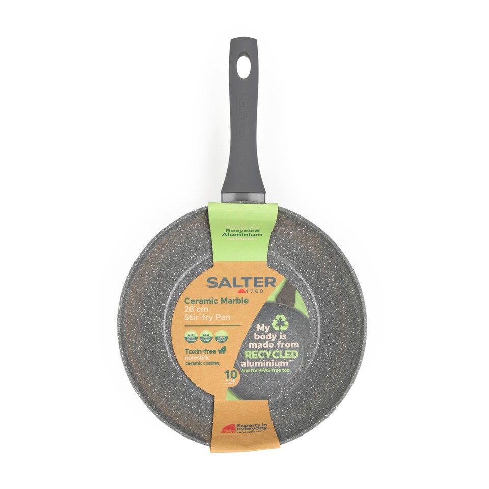 Salter Ceramic Marble Stir-Fry Pan 28cm