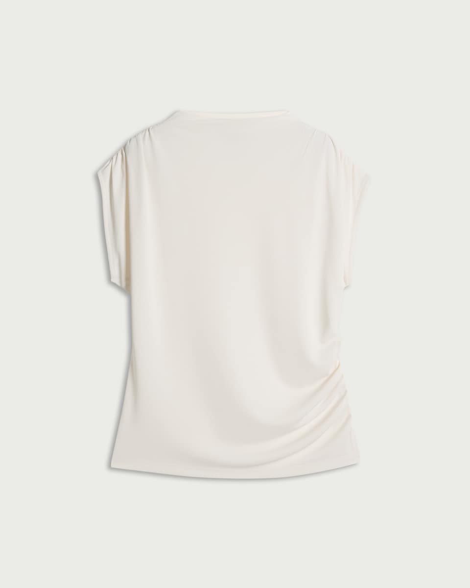 image 1 of F&F Draped Short Sleeved Top in Cream