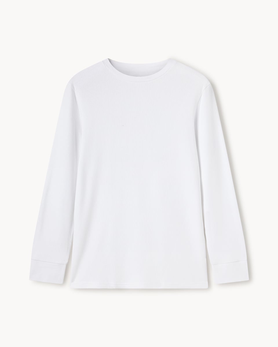 F&F WARMPLUS™ Medium Warmth Ribbed Thermal Long Sleeved Top in White