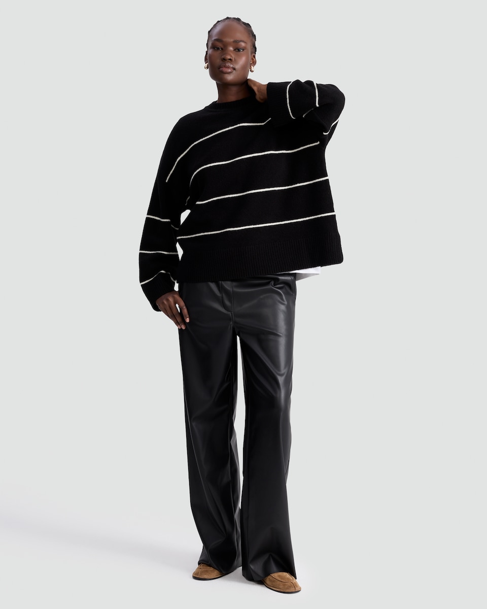 image 1 of F&F Knitted Slouchy Jumper with Wool in Multi Black