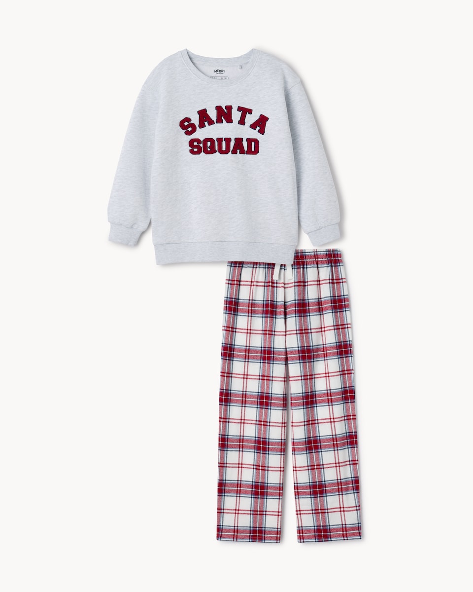 image 1 of Christmas Kids Cotton Rich Santa Squad Matching Family Pyjamas in Grey