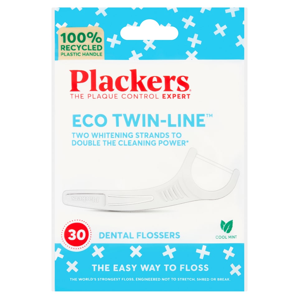 Plackers 30 Eco Twin-Line Dental Flossers Cool Mint