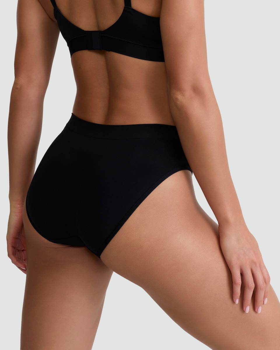 image 1 of F&F 2-Pack Contour High Leg Seamless Knickers in Black