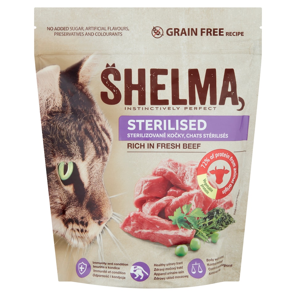 Shelma száraz macskaeledel, macskatáp steril macskáknak marhában gazdag, gabonamentes 750 g  1. kép