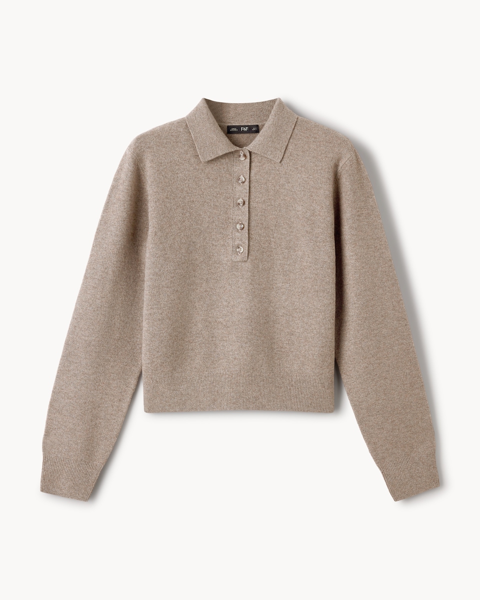 image 1 of F&F Collared Jumper in Mink