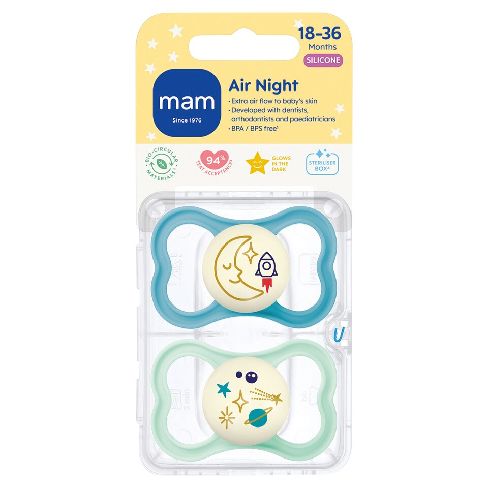 image 1 of MAM AIR NIGHT 18-36M SOOTHER 2 Pack