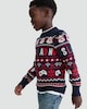 image 2 of F&F Boys Christmas Loading Print Jumper in Navy