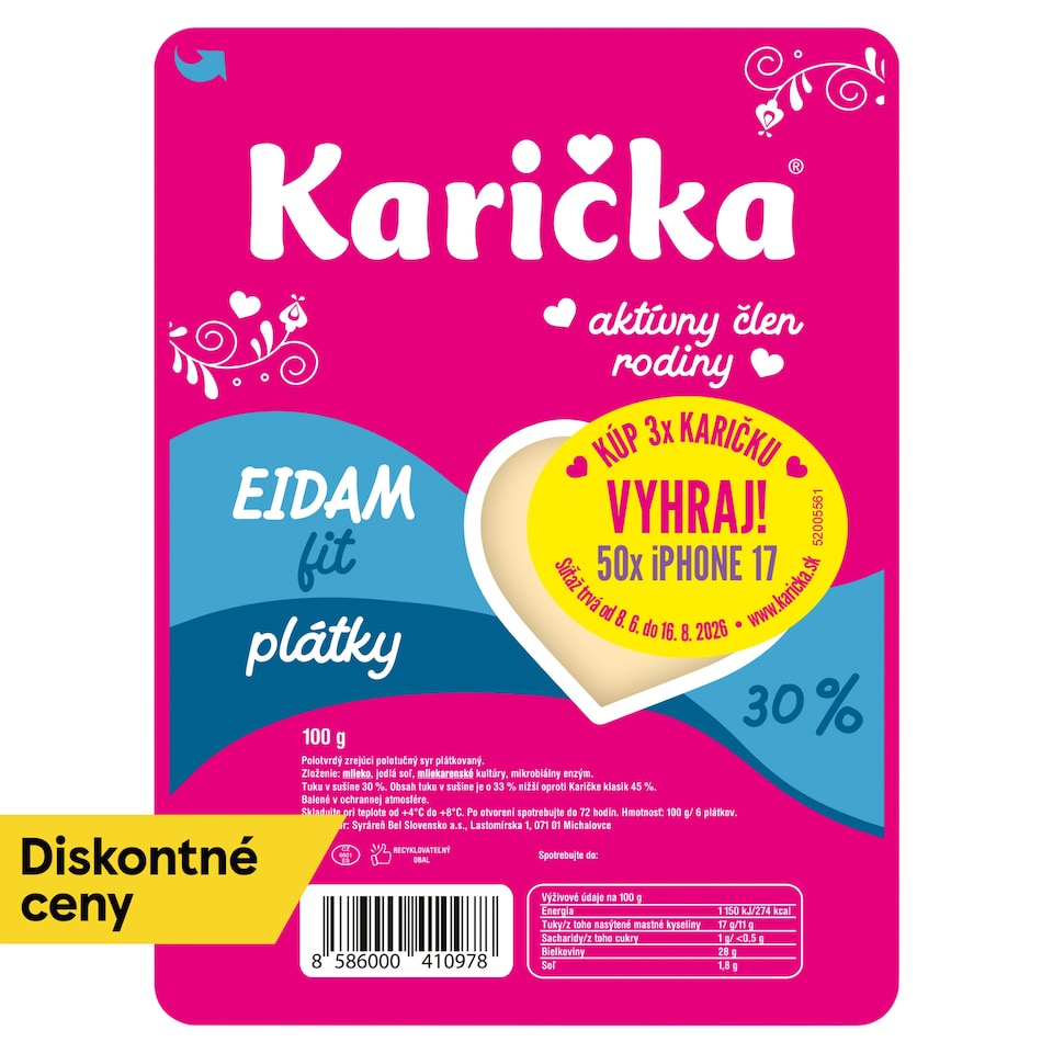 obrázok 1 z Karička Eidam 30 % plátky fit 100 g