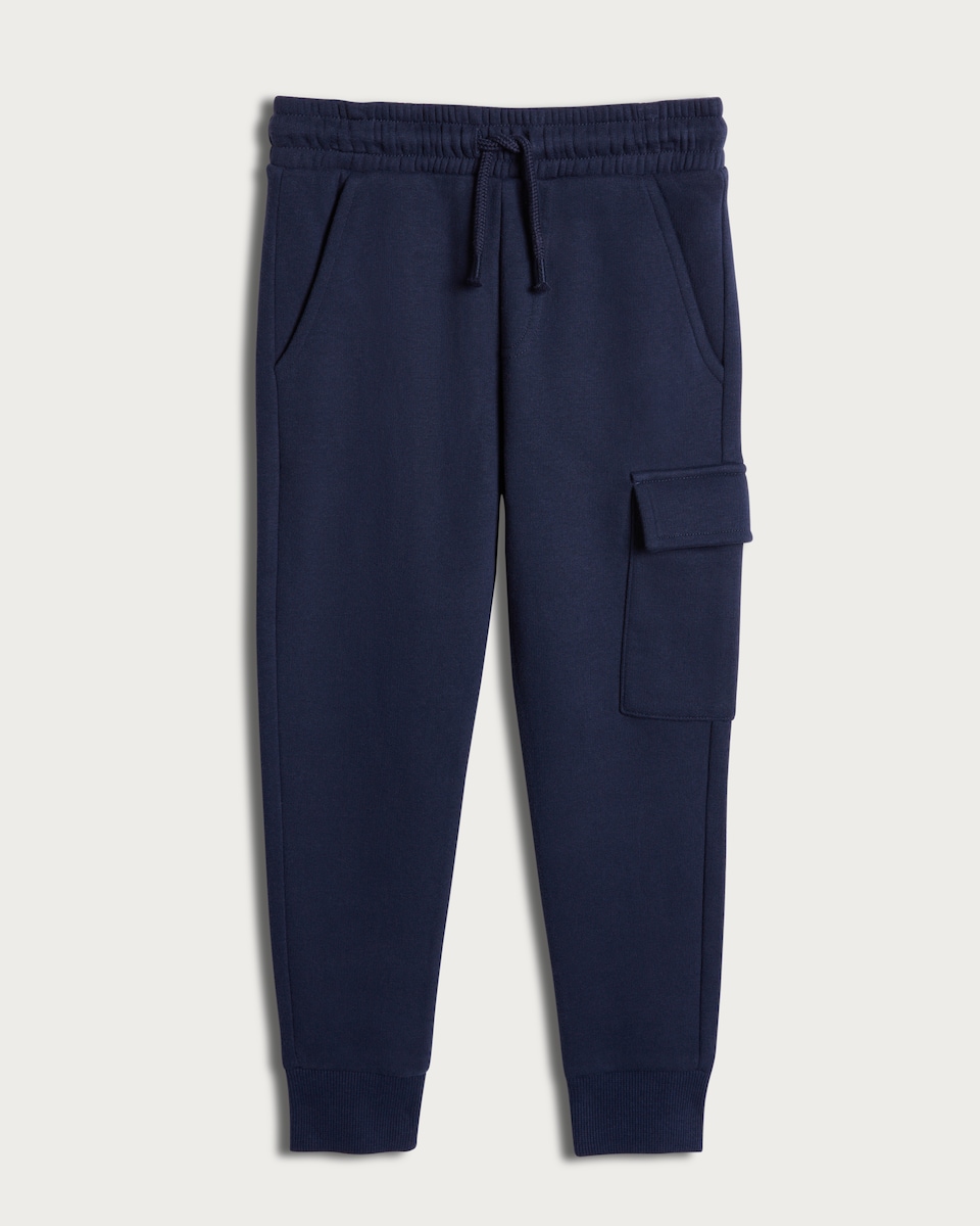 F&F Boys Cotton Rich Cuffed Cargo Joggers in Blue