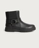 image 1 of F&F Girls Strap Buckle Detail Chunky Ankle Boots in Black