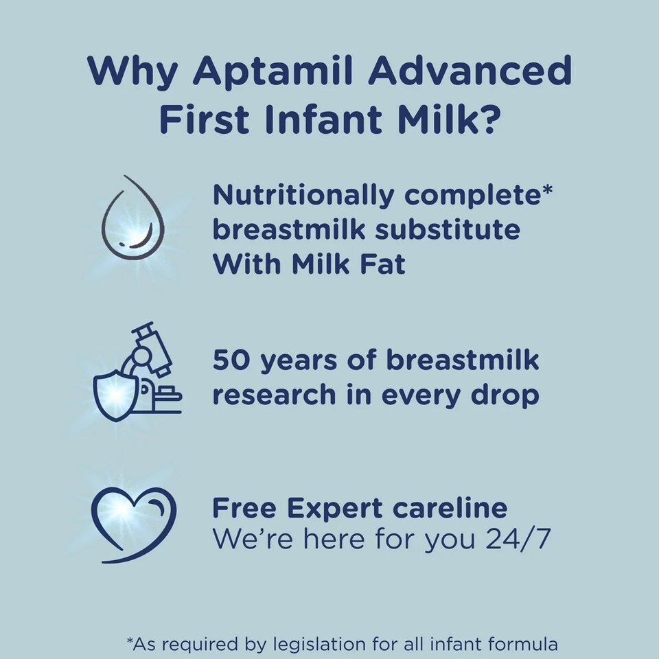 image 1 of Aptamil Advanced 1 First Baby Milk Formula Liquid Ready to Feed from Birth 4x200ml